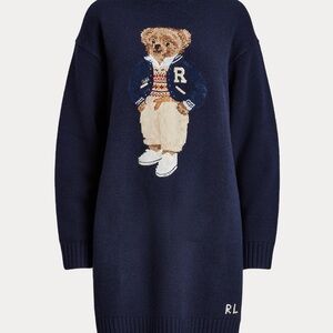 Ralph Lauren Navy Bear Crew Sweater Dress